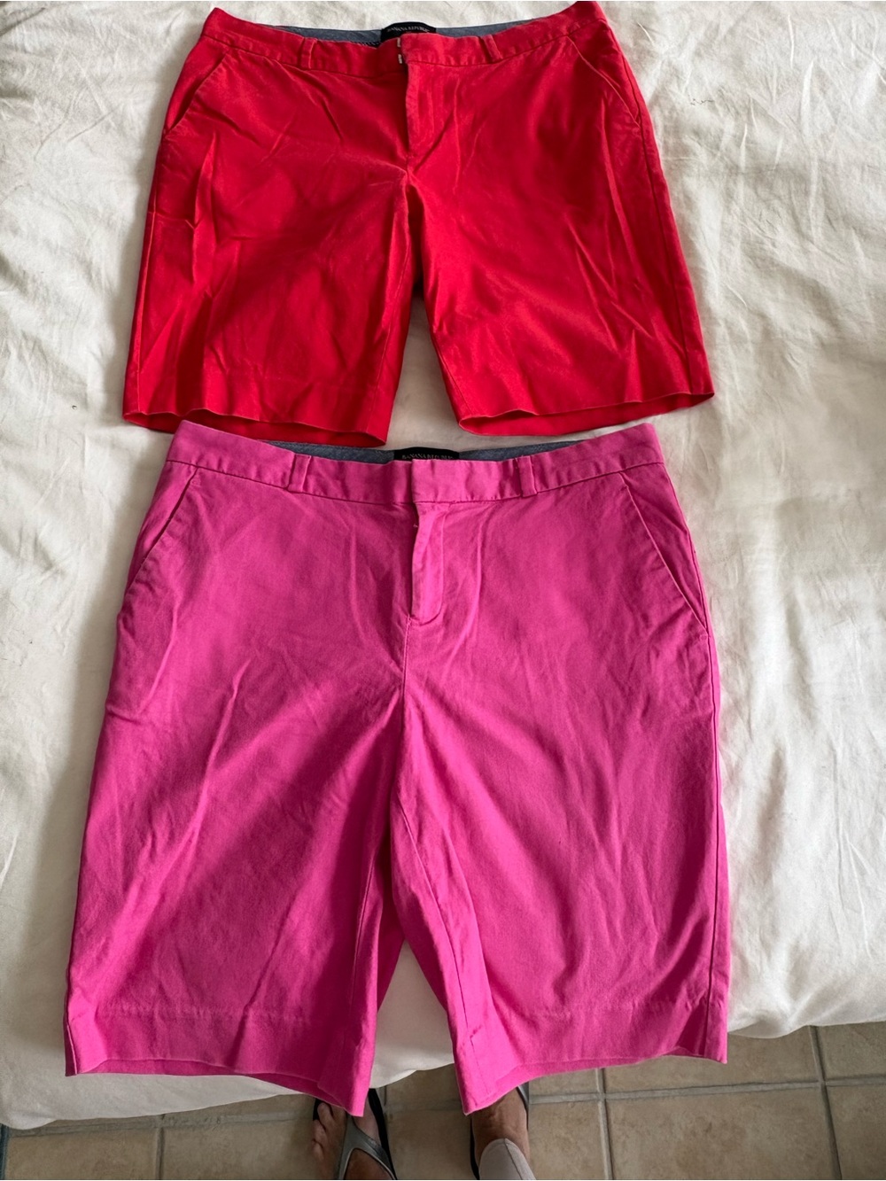 2 pairs Banana Republic Women’s Bermuda Shorts in Red and Pink